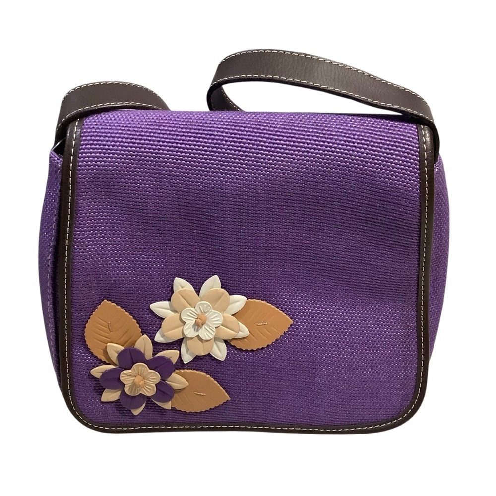 Liz Claiborne Vintage Purple Desert Floral Crossbody Bag Woven